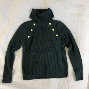 Veronica Beard Wool Turtleneck with gold buttons